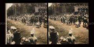 Trachtengruppe aus Bukowina, ruthenisches Erntefest, Kaiserhuldigung, Wien