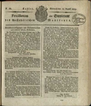 No. 66, Mittwoch den 18. August 1813