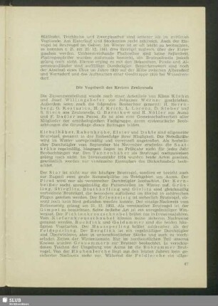 Die Vogelwelt des Kreises Zeulenroda