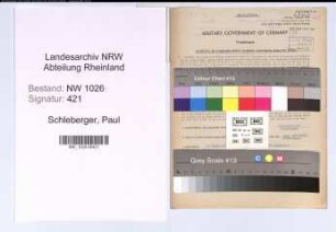 Entnazifizierung Paul Schleberger , geb. 17.02.1894 (Telegraphenassistent)