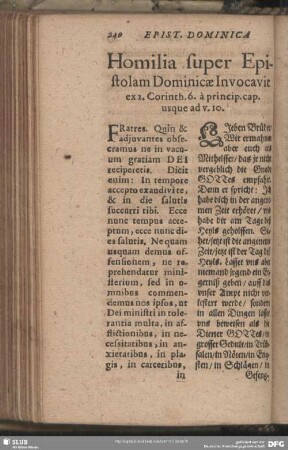 Homilia super Epistolam Dominicae Invocavit