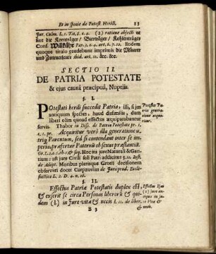 Sectio II. De Patria Potestate & ejus causa præcipua, Nuptiis.