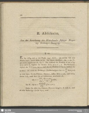 II. Abschnitt. Von der Berechnung des Widerstandes flüssiger Körper bey Drehungs-Bewegung