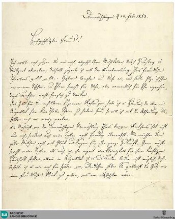 Brief von Johann Wenzel Kalliwoda an Carl Gotthelf Siegmund Böhme vom 14.02.1853 - K 3170,672