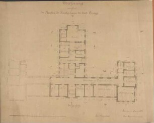 Zeichnung betreffend Neubau Krankenhaus Lemgo Erdgeschoß Juni 1899