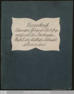 Verzeichniss derjenigen Gelegenheitsgedichte pp., welche aus dem Zeisberg'schen Nachlaß zur Fürstlichen Bibliothek gekommen sind