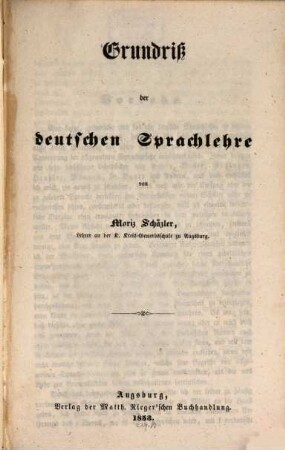 Grundriß der deutschen Sprachlehre