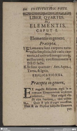 Liber Quartus. De Elementis