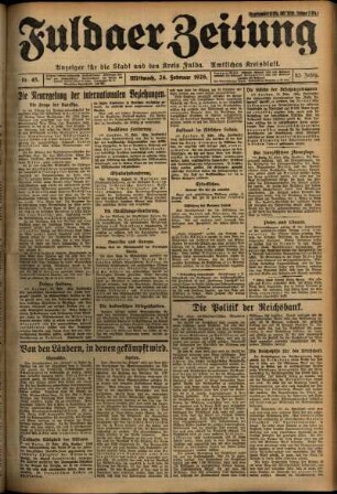 Ausgabe vom Mittwoch, den 24. Februar 1926.
