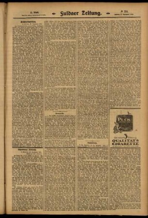 Dritte Ausgabe vom Samstag, den 27. September 1913.