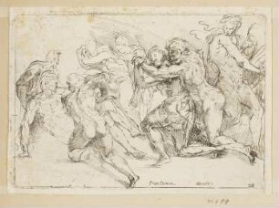 Kampfszene, Blatt der Folge "14 Figuren nach Parmigianino"
