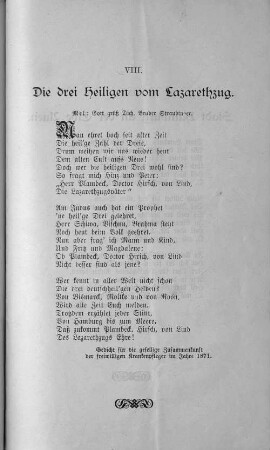 VIII. Die drei Heiligen vom Lazarethzug.