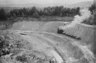 Grubenbahn in der Kaolingrube, Tongrube Wiesa-Thonberg : Thonberg. Kaolingrube