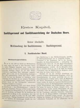 Sanitäts-Bericht über die deutschen Heere im Kriege gegen Frankreich 1870/71, 1,I