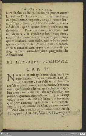 De Literarum Elementis. Cap. II.