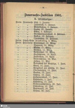 Feuerwehr-Jubiläen 1901