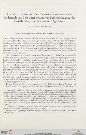 Die letzten Jahrzehnte des römischen Limes zwischen Andernach und Selz unter besonderer Berücksichtigung des Kastells Alzey und der Notitia Dignitatum