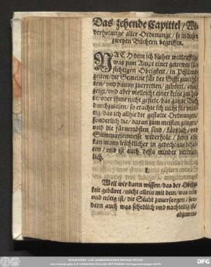 Das zehende Capittel/ Widerholunge aller Ordenunge/ so in diesen zweyen Büchern begriffen.