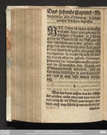 Das zehende Capittel/ Widerholunge aller Ordenunge/ so in diesen zweyen Büchern begriffen.