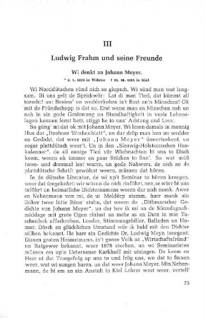 III. Ludwig Frahm und seine Freunde