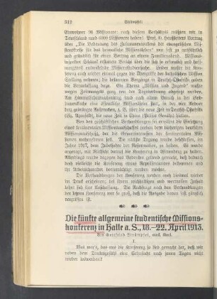 Die fünfte allgemeine studentische Missionskonferenz in Halle a. S., 18.-22. April 1913