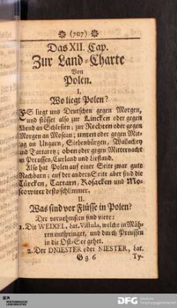 Das XII. Cap. Zur Land-Charte Von Polen.