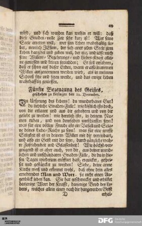 Fünfte Bezeugung des Geistes [...].