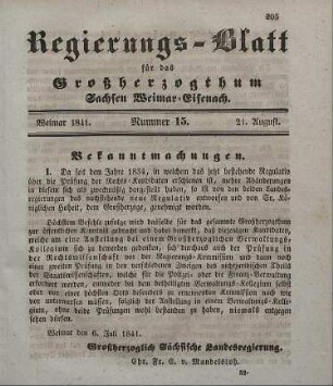 Nr. 15 : 21. August 1841