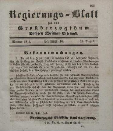 Nr. 15 : 21. August 1841