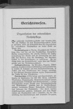 Organisation der ordentlichen Rechtspflege.