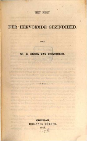 Het Regt der hervormde gezindheid