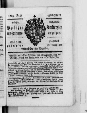 45tes Stück., Ausgabe vom 9. November 1785