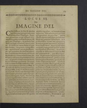 Locus VII. De imagine Dei.
