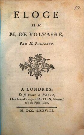 Eloge de M. de Voltaire