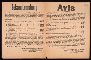 "Bekanntmachung" über die Neufestsetzung der Höchstpreise für Brotgetreide, Mehl, Kleie und Brot. (Z.E.K. 790/18 N. 1491)