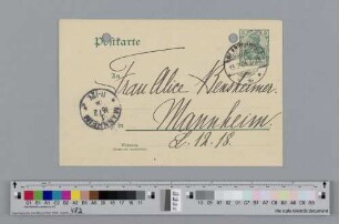 Postkarte an Alice Bensheimer