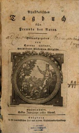 Physikalisches Tagbuch für Freunde der Natur. 1, 1/2. 1784