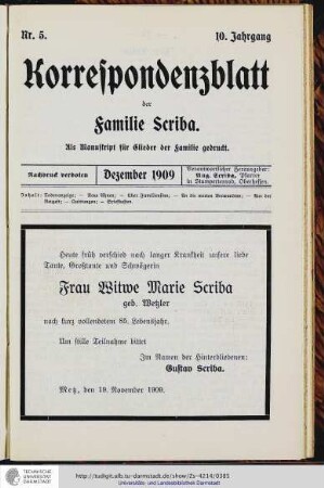 Nr.5 - Dezember 1909