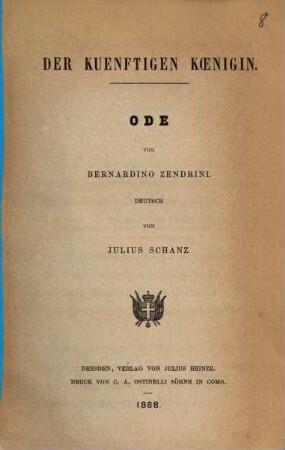 Der kuenftigen Koenigin : Ode