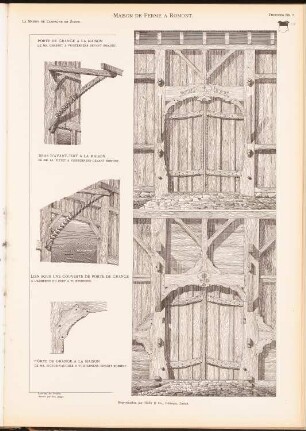Bauernhaus, Romont: Ansichten, Perspektivische Ansichten Details (aus: Das Bauernhaus in der Schweiz, hrsg.v. Schweiz. Ingenieur- und Architektenverein, 1903)