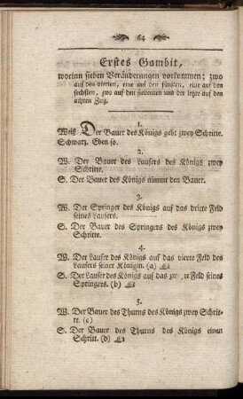 Erstes Gambit, worinn sieben Veränderungen vorkommen; ...