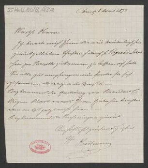 Brief an B. Schott's Söhne : 08.08.1872