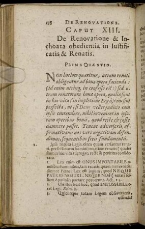 Caput XIII. De Renovatione & Inchoata obendientia in Iustificatis & Renatis.
