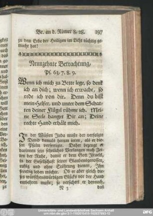 Neunzehnte Betrachtung, Ps. 63, 7. 8. 9.