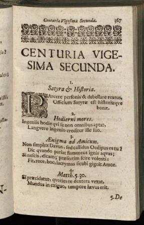 Centuria Vigesima Secunda.