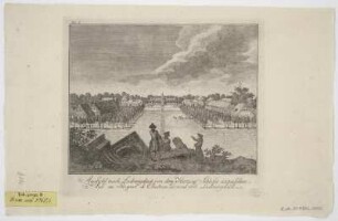 Ansicht von Stadt Ludwigslust, Radierung, 1782 : Tab. I. : Aussicht nach Ludewigslust von dem Herzogl. Schlosse anzusehen = Vue ou Prospect de Chateau Ducal vers Ludewigslust. - Berlin und Stettin : Friedrich Nicolai , [1782]. - 1 Ansicht