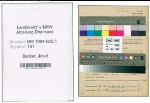 Entnazifizierung Josef Becker , geb. 22.07.1887 (Studienrat)