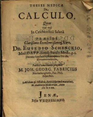Theses Medicae De Calculo