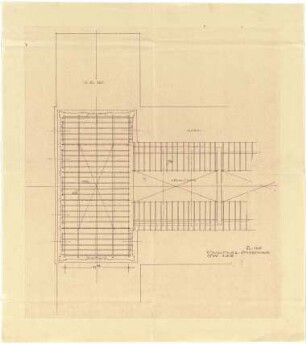 Döllgast, Hans; München; Alte Pinakothek, Wiederaufbau - Sparrenlage (Grundriss)