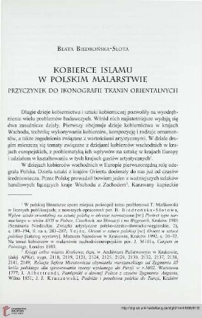 N.S. 1.1999: Kobierce islamu w polskim malarstwie : Przyczynek do ikonografii tkanin orientalnych